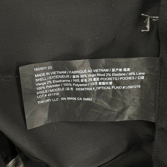 THEORY Demitria Pants Womens 0 Brown Black Plaid Wool Flare Leg Mid Rise Stretch - Picture 11 of 16